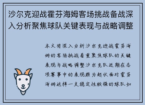 沙尔克迎战霍芬海姆客场挑战备战深入分析聚焦球队关键表现与战略调整